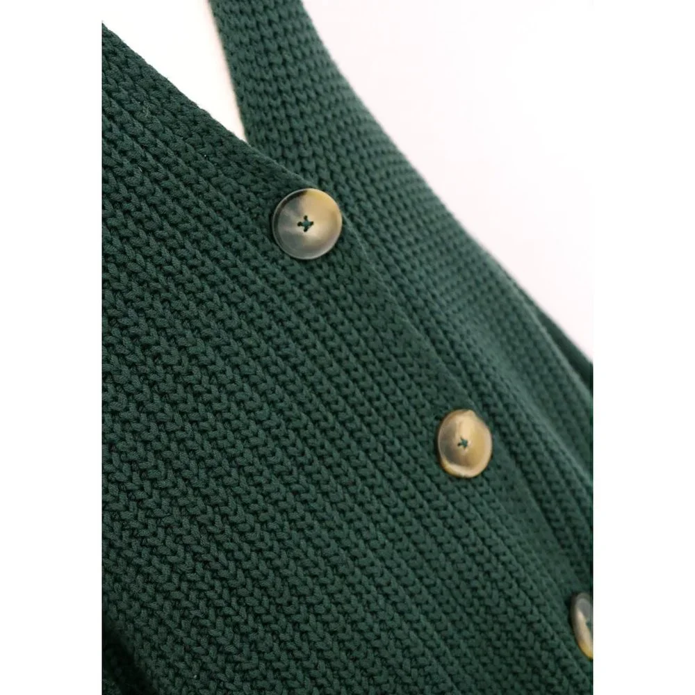 Free People Swim Too Deep Collar Longline Cardi Cardigan Hunter Green $158 XS - Picture 10 of 15